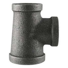 PlumberStop - 1-1/2 X 1/2 X 1-1/2 BLACK TEE, Black Iron Malleable Pipe Fittings, Steel For Heating Industrial Residential Commerical Plumbing
