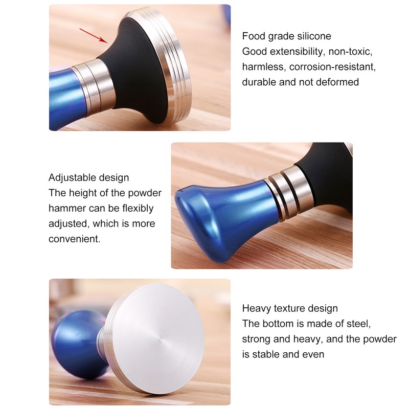 58mm Flat Coffee Tamper Stainless Steel Base Coffee Powder Hammer