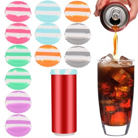 12pcs Soda Can Lids, Silicone Soda Can Cover Caps Colorful Soda Can Topper Pop Can Lids Saver Reusable Drink Can Protector Stopper for Standard Soda Cans (Style 1)
