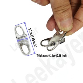 Leekayer 6 Pcs Zipper Part Zipper Pulls Replacment Key Connector, Theft Deterrent Zipper Sliders Clip Lock for Tent Backpack Bag Luggage Suitcase,Chrome