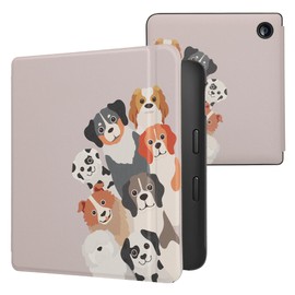 kwmobile Case Compatible with Kobo Libra 2 Case - eReader Cover - Funny Dogs Brown/White/Taupe