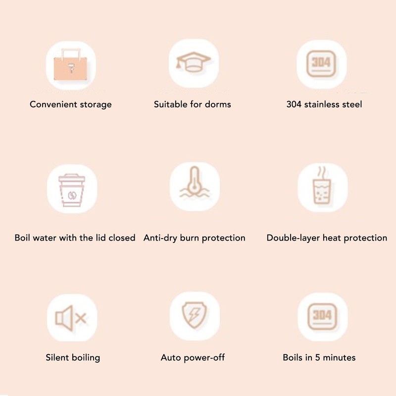 Travel Electric Kettle 300W 350ml Small Portable Kettle Leak Proof