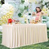 Partisky Ivory Polyester Table Skirt for Rectangle Tables 6ft, Wrinkle