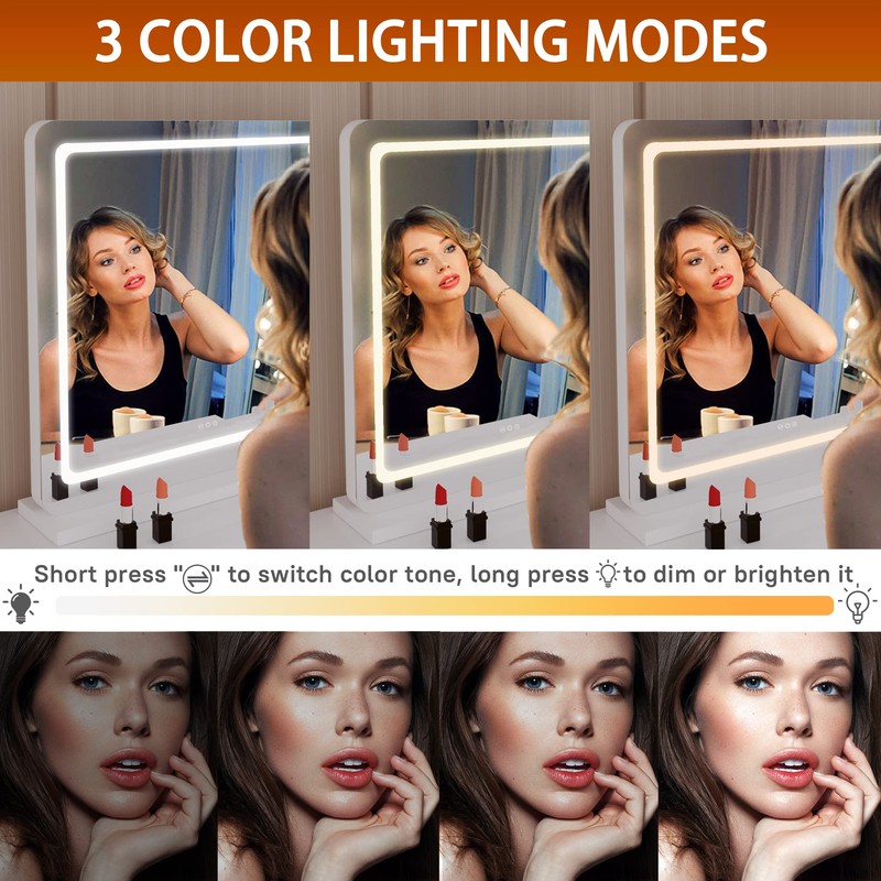Hasipu Vanity Mirror with Lights, 37" x 26" LED Makeup