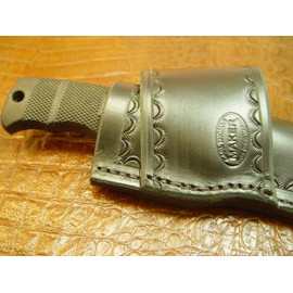 for sog pup knife Custom Cross Draw Sheath, Premium Leather Fixed Blade Knife Holder, Dyed Black