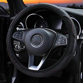 Cubre Volante Fibra Carbono 38cm Universal para Automóvil Coche con Banda Elástica Ajustable Todos Modelos