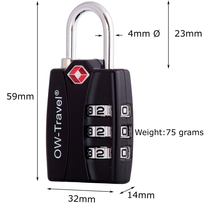 OW-Travel TSA Approved Luggage Locks Suitcase Locks with Indicator Open