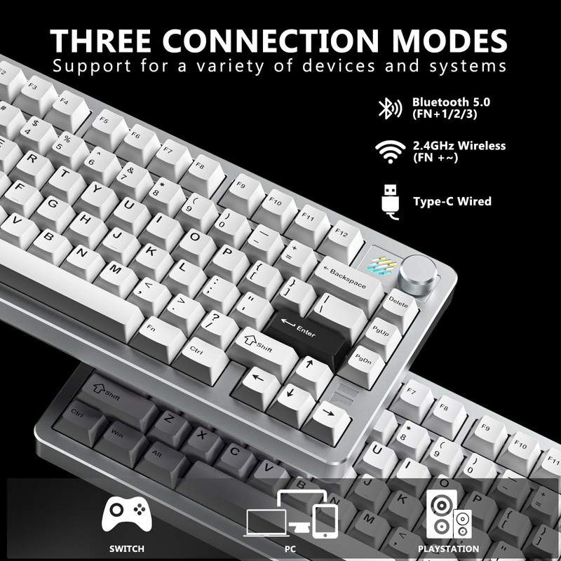 SUEHIODHY FURYCUBE F75 Mechanical Keyboard, 75% Aluminum Keyboard VIA-programmable Custom