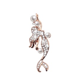 bobauna - Broche de Perla de Sirena con Diamantes de imitación, Broche de Diamantes de imitación, joyería para Boda o Fiesta, Accesorio para Mujeres y niñas