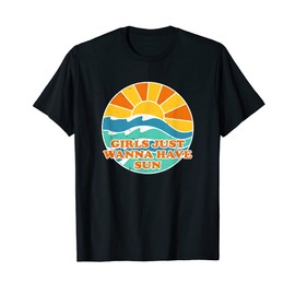 Girls Just Want Sun Beach Bum Summer Lovers Tropical T-Shirt, black