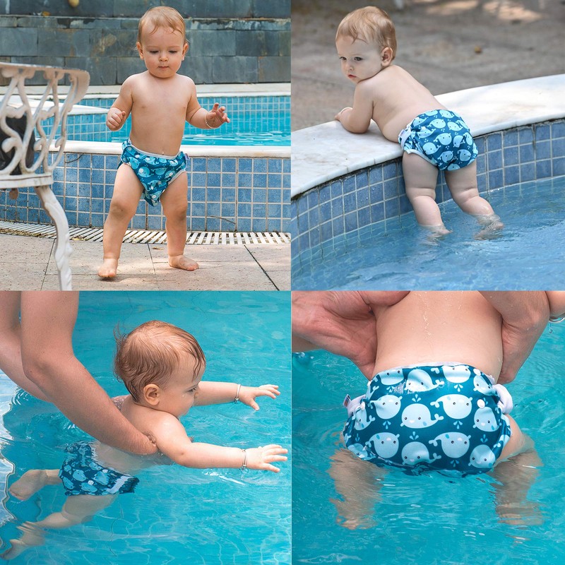 ALVABABY Baby Swim Diapers 2pcs Reuseable Washable & Adjustable for