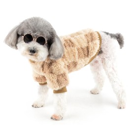 Zunea Small Dog Jumpers with D-Ring Fuzzy Sherpa Fleece Winter Sweater Coats Soft Warm Pullover Puppy Clothes Cold Weather Jackets Pet Dogs Girl Boy Sweatshirt Apparel for Chihuahua Yorkie Brown XXL