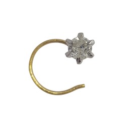 JANIZZ Hand Made 14KT Gold Nose Stud with Diamond .06CENTS to 0.21 Cents with Certificate Twist Screw 25 G (.09 CTS)