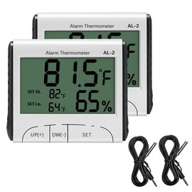 LXSZRPH Reptile Thermometer Hygrometer with High Low Temperature Alarm Digital Aquarium Thermometer with Hook and Loop Temperature Humidity Meter Gauge for Terrariums, Vivariums, Reptile Tanks (2)