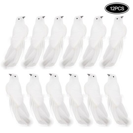 Artificial Birds Xmas Simulation Foam White Dove Decoration Xmas Tree Fake Feathered Birds for Holiday Party Decor
