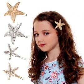 SCJJZ Hair Clip, Hair Clip, Metal Starfish Hair Clips, Women's Headwear, Fashion Hair Accessories, Bangs, Beach Clips for Women and Girls (Pack of 4)