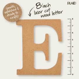 Plaid Unfinished Wood Letter, 8" Wooden Surface Perfect for DIY Arts and Crafts Projects, 63584