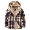 Elesuit Women's Plaid Jackets Flannel Hoodie Long Sleeve Button Down