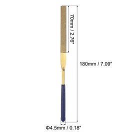sourcing map Diamond Needle Files, 4.5mm x 180mm Titanium Coated Flat Type File Handles Hand Tool for Metal Wood Stone Marble 2pcs
