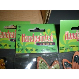 Charlotte International NEW Handpainted COMBS Charolotte Int'l BUTTERFLIES 8" long