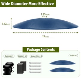 19.25-Inch Extra Large Squirrel Baffle for Bird Feeder Pole,Squirrel Proof for Shepherd's Hook Outdoors, Extra Large Rain Guard for Outside Bird Feeder Pole Mount (Blue) 2 Pack