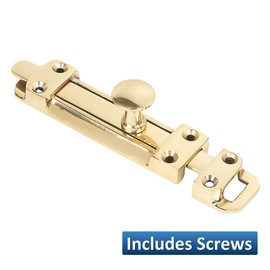 Dzina Sliding Surface Door Tower Bolt 200mm x 38mm (8 x 1. 1/2 Inch) Polished Brass Pack of 2