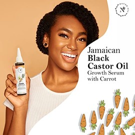 NaturAll Sérum Jamaiquino Negro De Castor Y Zanahoria - Suero De Crecimiento Natural Para Cabello Rizado, Seco Y Dañado - Fortalecedor Del Cabello Sin