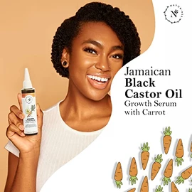NaturAll Sérum Jamaiquino Negro De Castor Y Zanahoria - Suero De Crecimiento Natural Para Cabello Rizado, Seco Y Dañado - Fortalecedor Del Cabello Sin