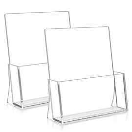 zavekia 2 Pack Acrylic Brochure Holder, 8.5 x 11 inches Clear Acrylic Literature Holder Plastic Flyer Display Stand