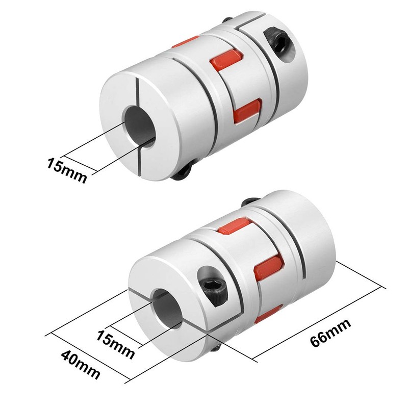 sourcing map Shaft Coupling 15mm to 15mm Bore L66xD40 Flexible