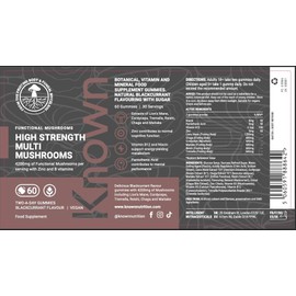 Known 4,200mg High Strength Multi Mushroom Gummies – Blackcurrant Flavour – Lions Mane, Reishi, Cordyceps, Chaga, Maitake, Tremella – Brain, Focus, Immune – 1 Month Supply – Vegan Supplement