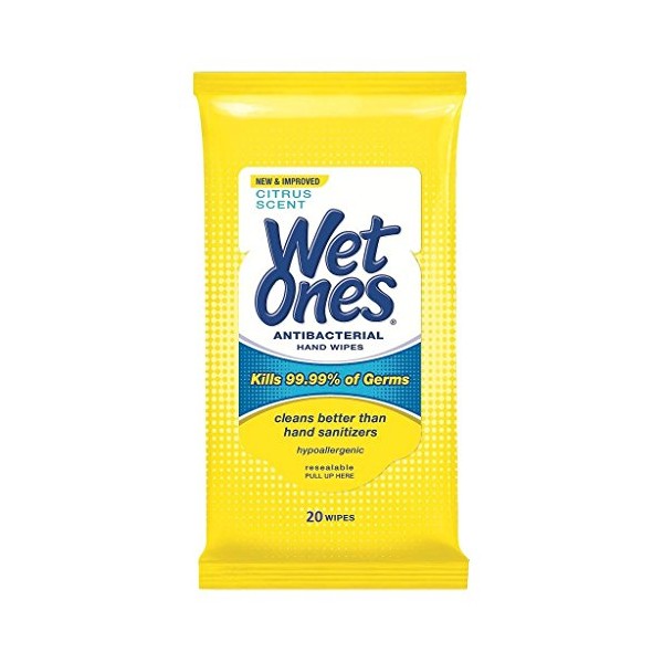 Wet Ones Antibacterial Hand Wipes Citrus Scent 20 ct (2 Pack)
