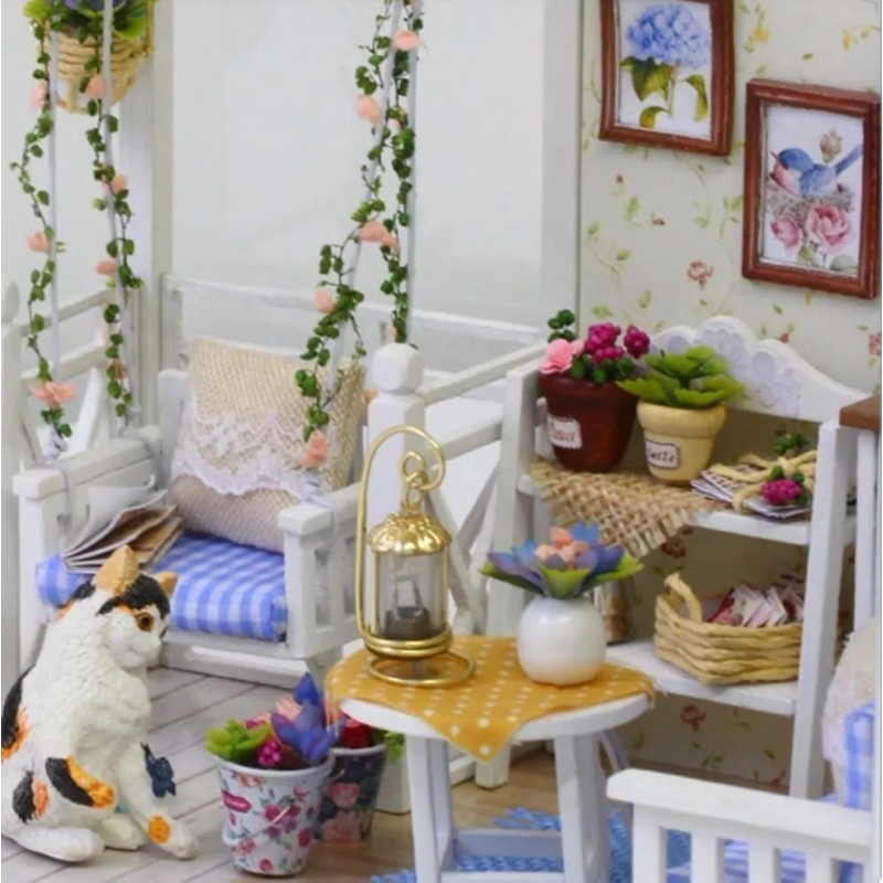 Diy Casita De Muñeca Miniatura Bloque Construcción Gatito