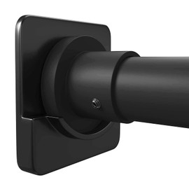 ICERO Adhesive Shower Curtain Rod Holder | No Drilling, Sticking them up Or Easy places to drill for a fixture | Strong Hold | 2 Pack, Black (Rod Not Included)