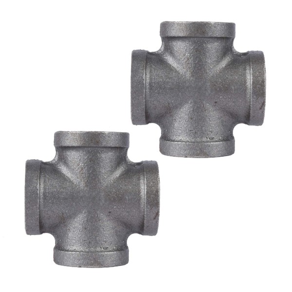PIPE DÉCOR 1 in. Black Malleable Iron Cross, 2 Pack,