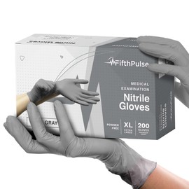 FifthPulse Cool Gray Nitrile Disposable Gloves X Small, 200 Count - Latex Free food Safe Cleaning and Cooking Gloves X Small, Surgical Grade Medical Exam Gloves