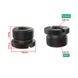 ieron Microphone Extension Adapter, 2 Pack Microphone Stand Adapter 3/8 Male to 5/8 Female with Slot for Table and Arm Stands, Black