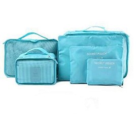 King&Pig 6pcs Travel Organizer Pouches Waterproof Luggage Clothing Finishing Bag(blue)