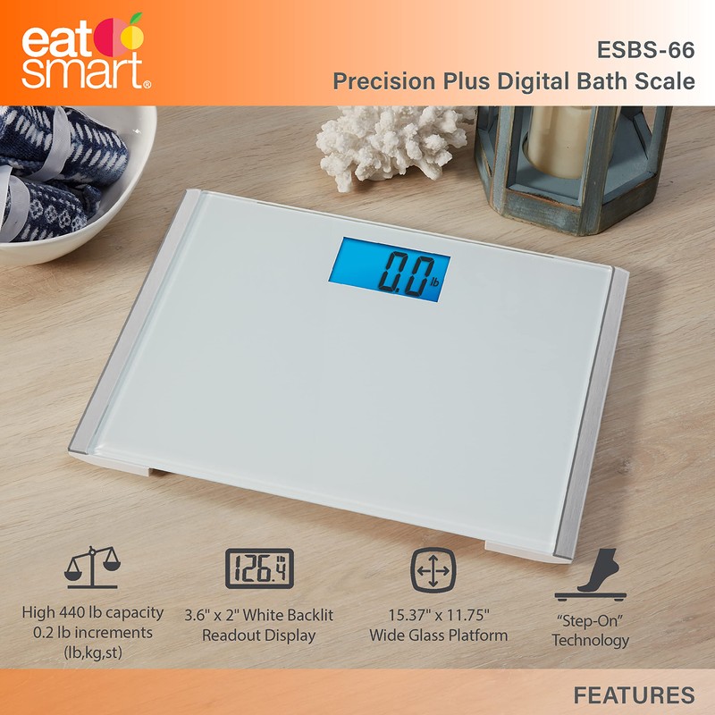 Eat Smart Precision Plus Scale, Wide Body Bath Scale for