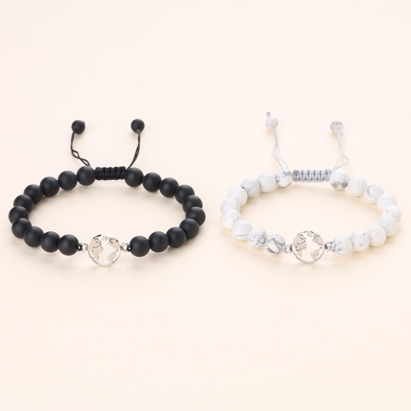 COAI Partner Bracelets Made from Gemstone and World Map Pendants,