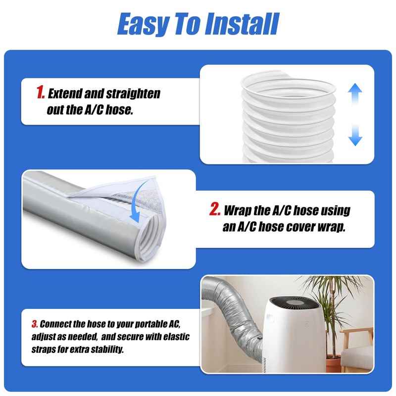 SUREPHON Portable AC Hose Insulation Sleeve, 3-Layer Waterproof Exhaust Duct