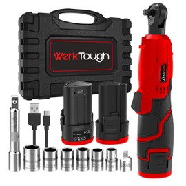 werktough 12V Power Cordless Ratchet Wrench 3/8" Electric Ratchet Tool Kit