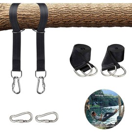 PUERHUACI Hammock attachment swing, swing straps, hammock swing suspension strap kit with 2 carabiners and D-rings with storage bag, holds up to 550 kg
