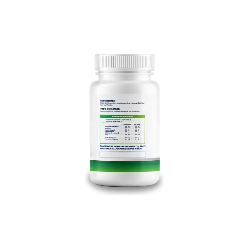 Citrato De Magnesio 500mg - 120 Cápsulas Pack Sabor Sin