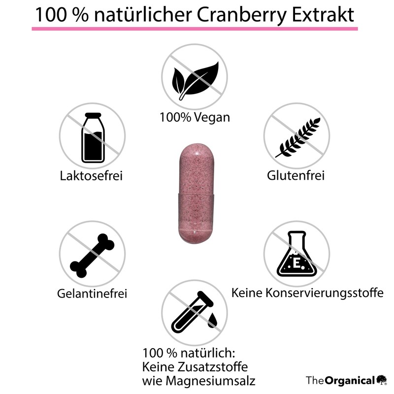 TheOrganical® Cranberry Capsules, 100% Natural Extract, Full Effect, 120 Capsules