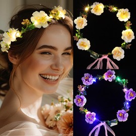 Fashband LED Headbands Light Up Flower Garland Headwear Wreath Festival Hair Accessories for Women