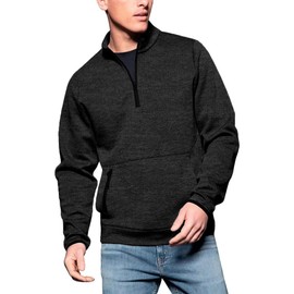 Men's Quarter-Zip Long Sleeve Fleece Sweatshirt with Pockets Mock Neck Comfort Golf Sweatshirts Pullover Sportswear Blue-black