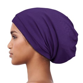Alnorm Trendy Oversized Stretchy Slouchy Beanie Hat Soft Warm Cap Purple