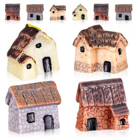TOYANDONA Miniature House Ornament Set 10 Resin Mini House Figurines for Fairy Garden Terrarium Decoration Micro Landscape and Diy Plant Pot Display Assorted Style