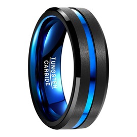 NUNCAD Tungsten Carbide Ring for Men and Women, 4 mm, 6 mm, 8 mm, 10 mm, Men’s Fashion Jewellery, Wedding/Engagement Rings, Couple Friendship Ring, Black, Blue, Gold, Rose Gold, 47 to 80 (15-25.4),